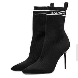 Balmain Black Stiletto Sock Boots